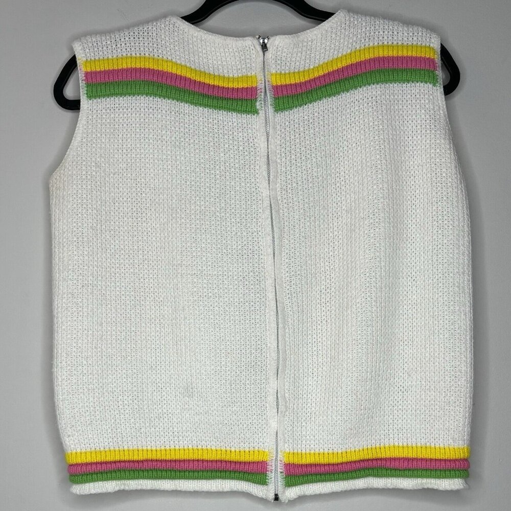 Vintage 70s Knit Sleeveless Vest (Size L) Kirby Of Miami Full Zip Mod Colorful